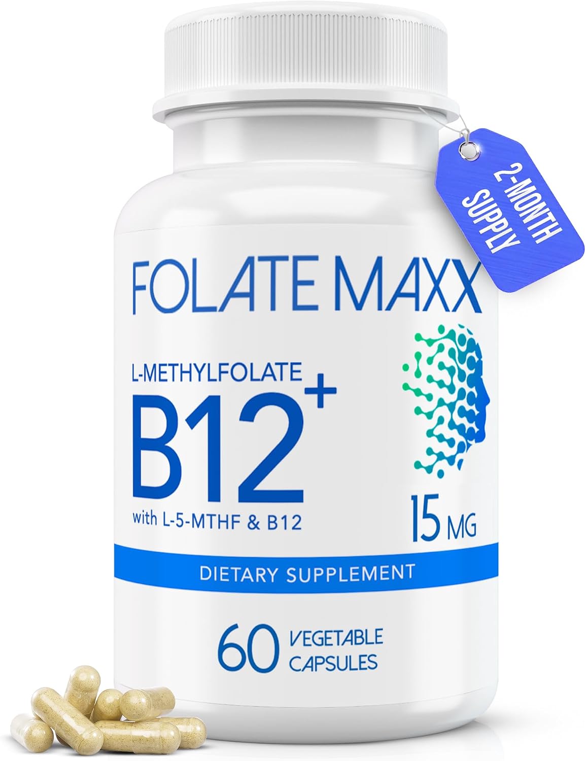 FolateMaxx L-Methylfolate 15mg with Methylcobalamin B12 – 60 Capsules - görsel 1