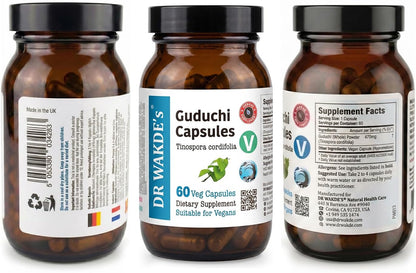 DR WAKDE's Guduchi Capsules (Tinospora cordifolia, 60 Veg Caps, Plant-Based Supplement, Ayurvedic Herb, All Natural, Vegan)