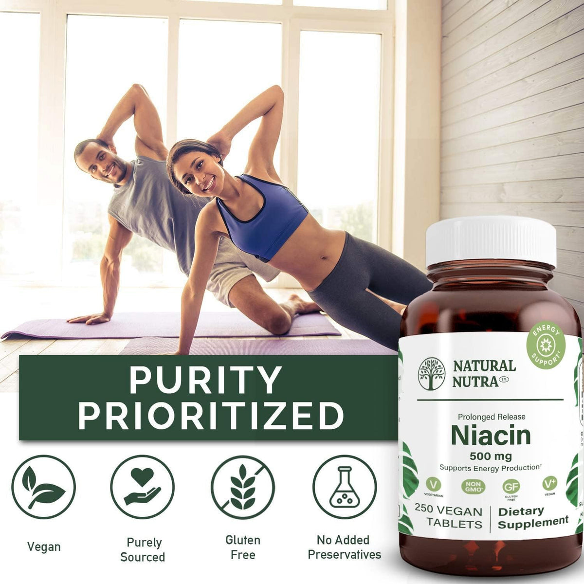 Natural Nutra Time-Release Niacin 500mg (Vitamin B3) – 100 Vegan Tablets - görsel 4
