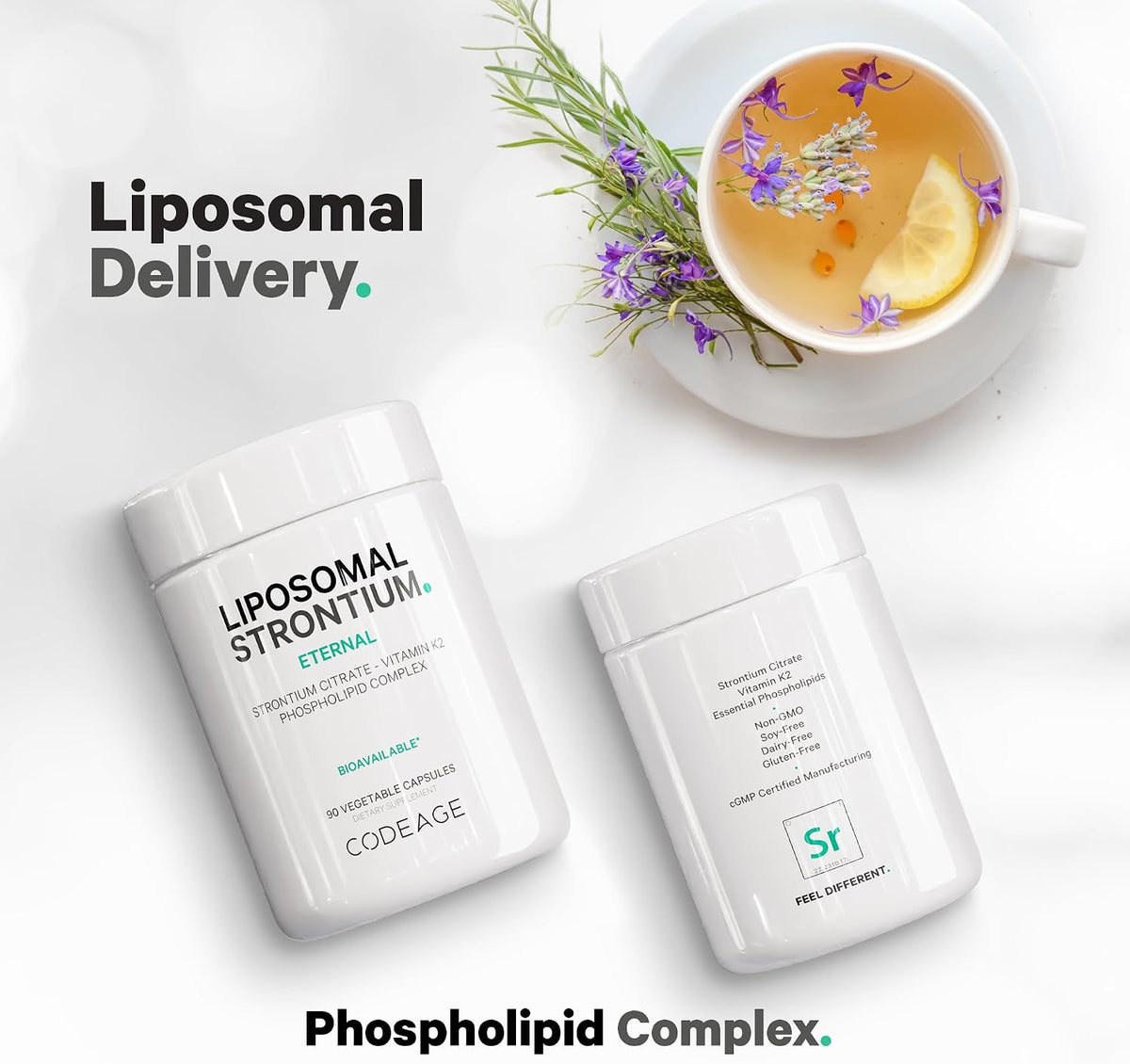 Codeage Liposomal Strontium Supplement - Strontium Citrate, Vitamin K2 MK-7, Liposomal Delivery, Non-GMO, Gluten-Free - 90 Capsules - görsel 5
