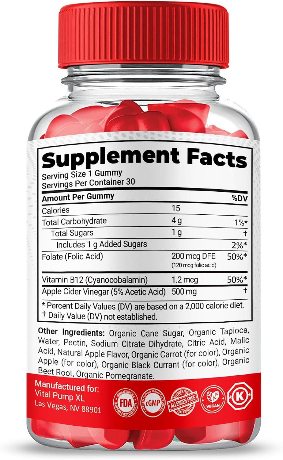 Gold Nutra Vital Pump XL Gummies - High Potency Max Performance Supplement (2 Pack) - görsel 5