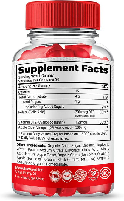 Gold Nutra Vital Pump XL Gummies - High Potency Max Performance Supplement (2 Pack)