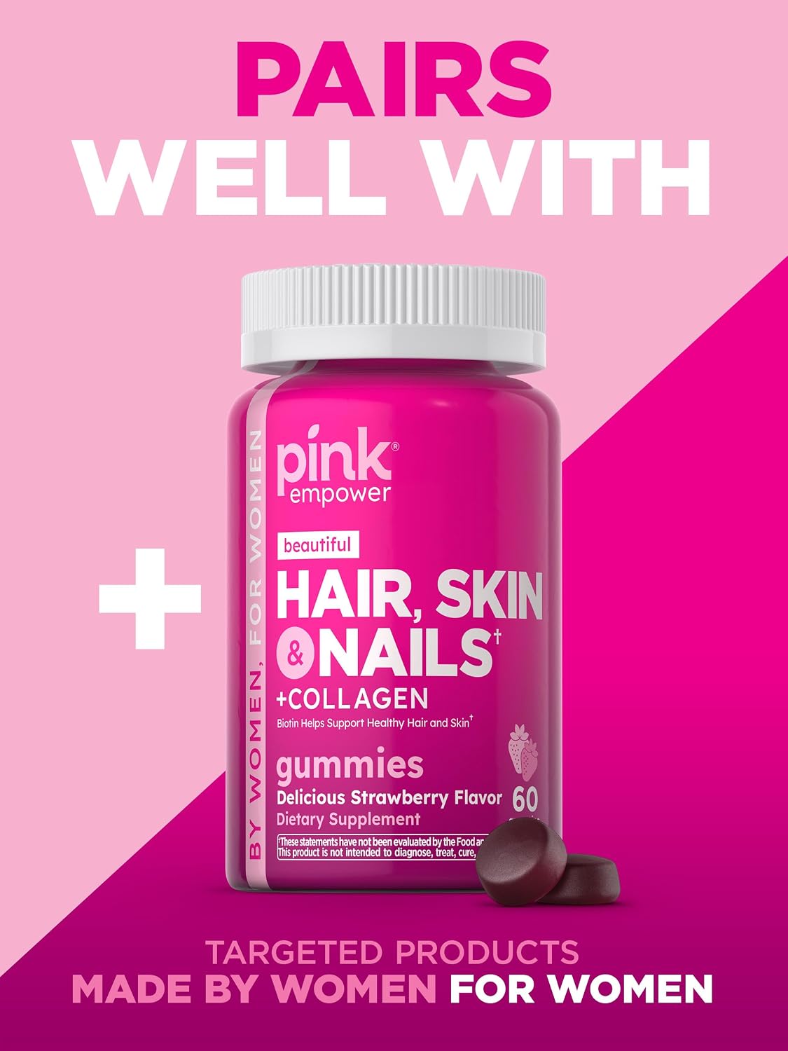 PINK Multivitamin Gummies for Women - Non-GMO, Gluten-Free, with Collagen & Biotin - Mixed Berry - görsel 7