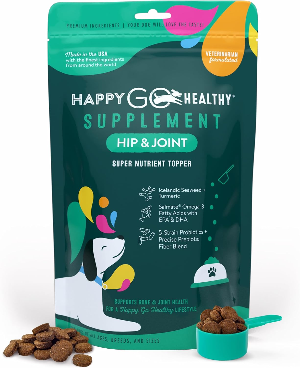 Hip & Joint Supplements for Dogs | Natural Joint Support with Probiotics & Omega-3 | 60 servings - görsel 1