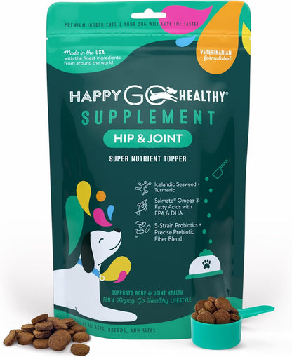 Hip & Joint Supplements for Dogs | Natural Joint Support with Probiotics & Omega-3 | 60 servings