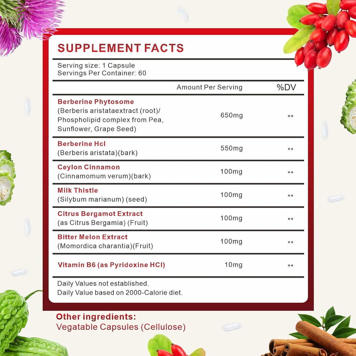 Spliferkou 7-in-1 Berberine Phytosome & Ceylon Cinnamon Complex – 60 Capsules - görsel 2