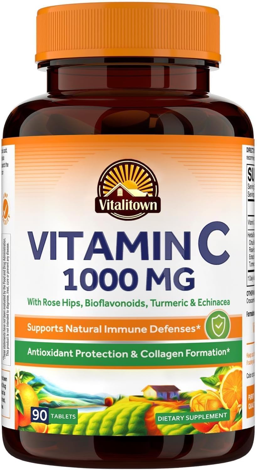 Vitalitown Vitamin C Complex 1000mg with Rose Hips, Bioflavonoids, Turmeric & Echinacea - 90 Tablets - görsel 1