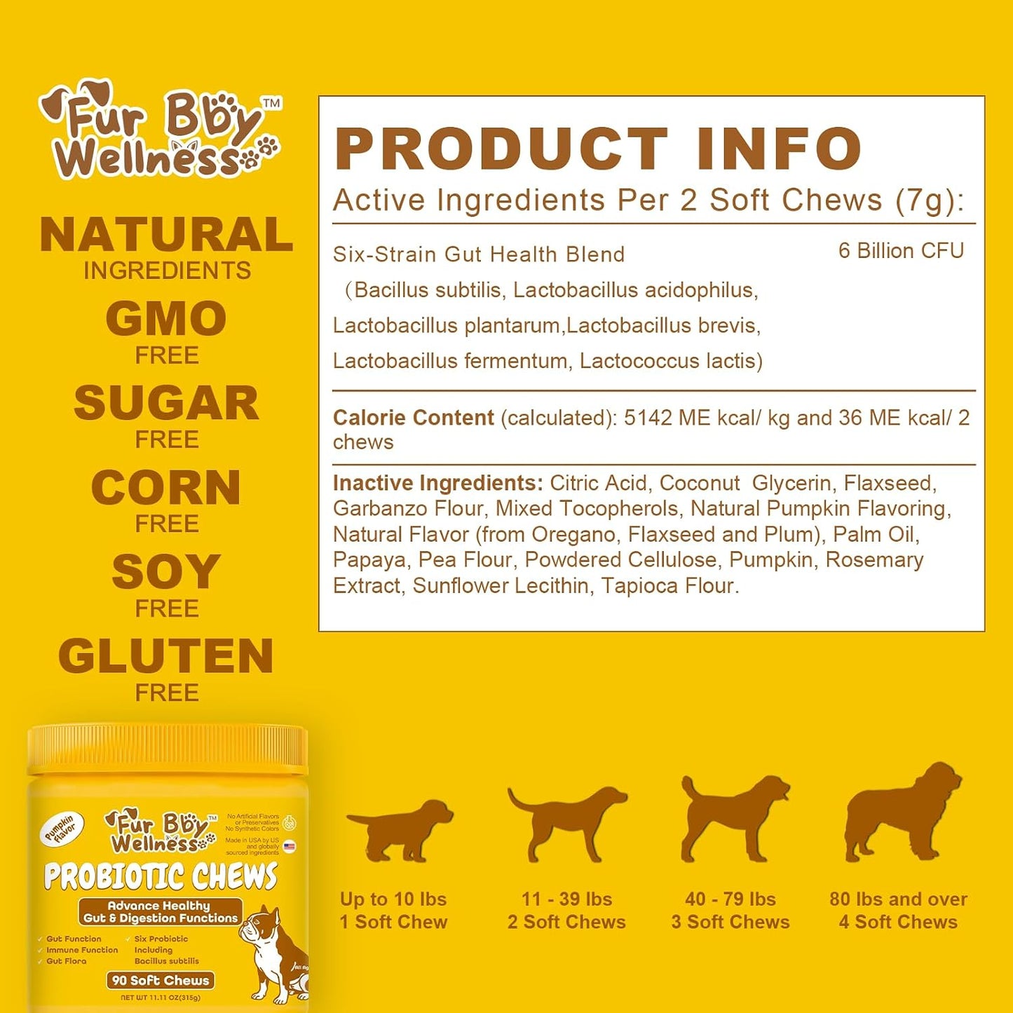 Vet Strength Probiotics for Dogs - Fast Relief for Diarrhoea, Gas & Upset Stomach - Maximum Gut, Immune & Allergy Support - Pumpkin Flavour Soft Chews for All Breeds, 90 Count - görsel 2