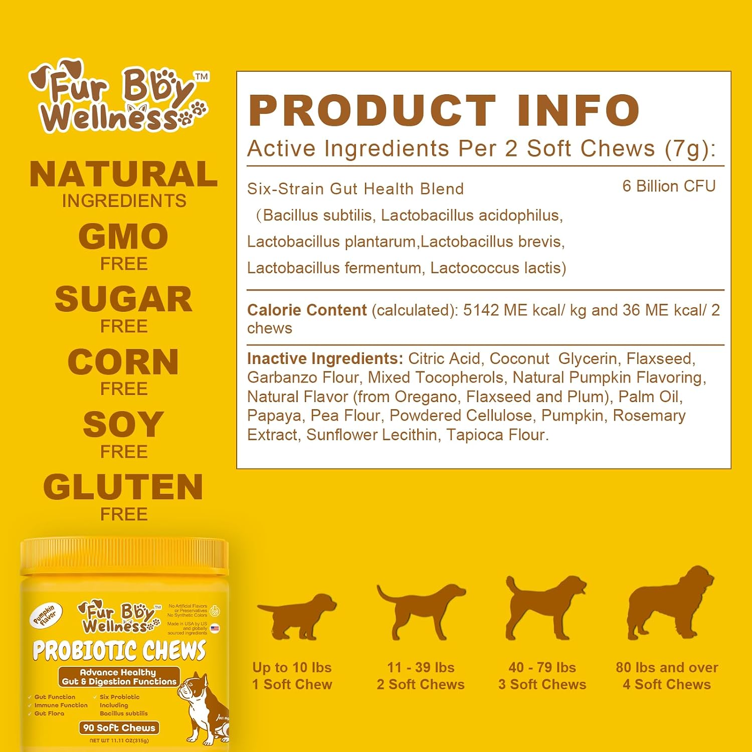 Vet Strength Probiotics for Dogs - Fast Relief for Diarrhoea, Gas & Upset Stomach - Maximum Gut, Immune & Allergy Support - Pumpkin Flavour Soft Chews for All Breeds, 90 Count - görsel 2