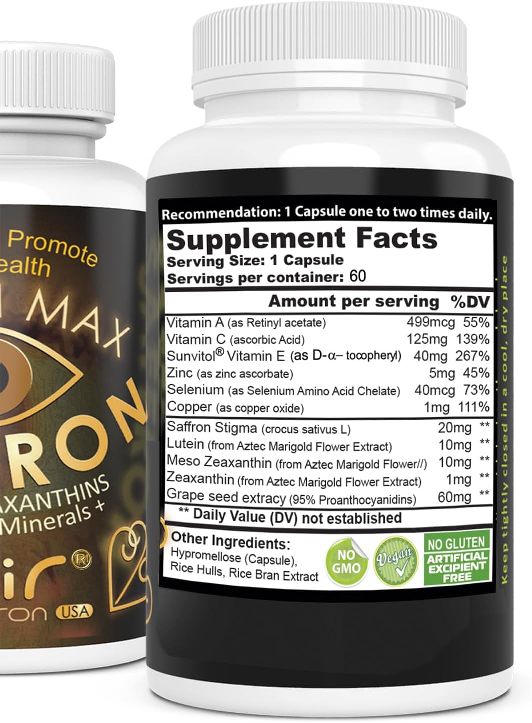 Eye Vitamins Supplement – Nutritional Support with Saffron, Lutein, Grape Seed & Vitamins, 60 Capsules - görsel 5