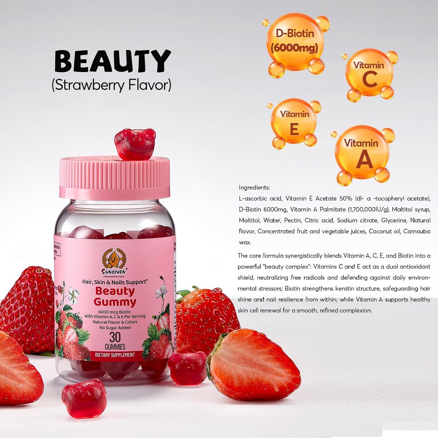 SUNGIVEN Women's Multivitamin Gummy Pack – 3-Step Support for Hair & Skin with KSM-66 Ashwagandha, Berry Flavour, 90 Gummies (15-Day Supply) - görsel 4