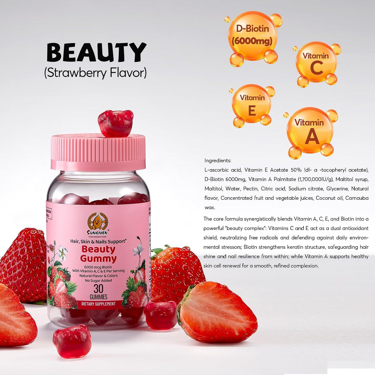 SUNGIVEN Women's Multivitamin Gummy Pack – 3-Step Support for Hair & Skin with KSM-66 Ashwagandha, Berry Flavour, 90 Gummies (15-Day Supply) - görsel 4