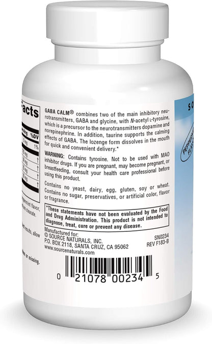Source Naturals Serene Science GABA Calm Quick Dissolving Lozenges, Peppermint, 60 Lozenges