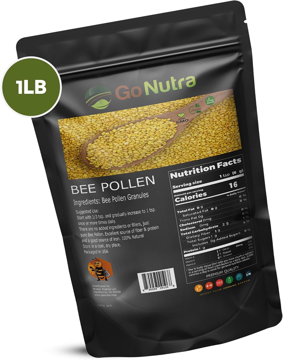Go Nutra Bee Pollen Granules Pure | Natural Superfood, 454 g - görsel 7