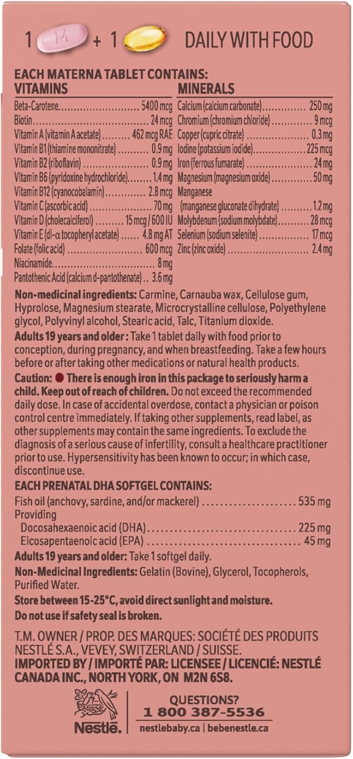 Materna Prenatal Multivitamin with DHA - 60 Tablets + 60 Softgels - görsel 9