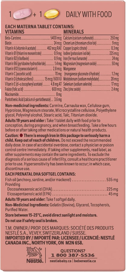 Materna Prenatal Multivitamin with DHA - 60 Tablets + 60 Softgels