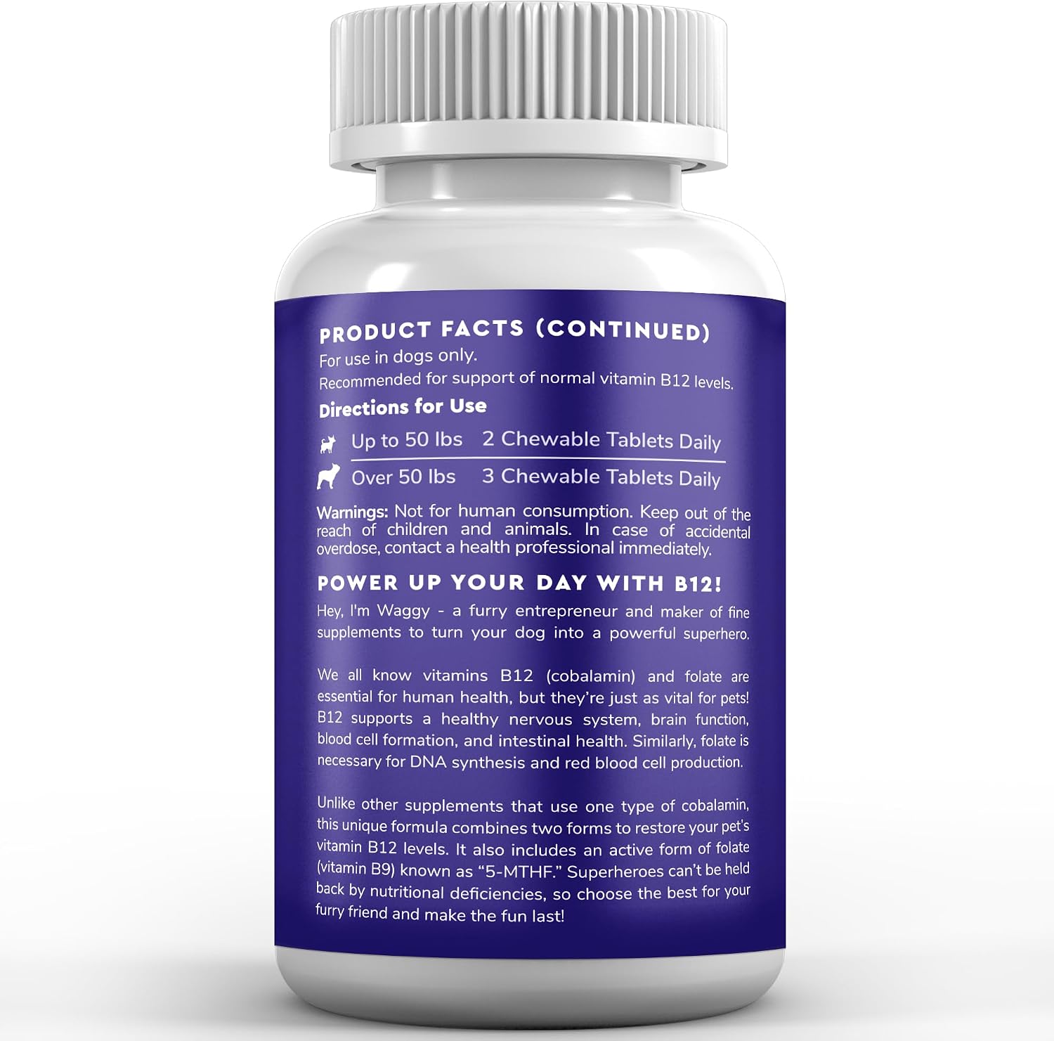 Wonder Paws B12 Supplement for Dogs – Vitamin B-12 for All Ages, Sizes and Breeds – Methylcobalamin, Cobalamin and Folate (5-MTHF) – 90 Beef Flavoured Chewables - görsel 7