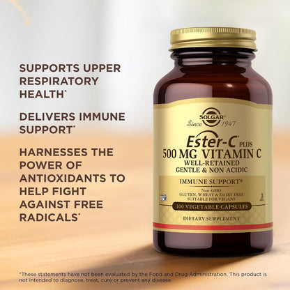 Solgar Ester-C Plus 500 mg Vitamin C (Ascorbate Complex) - 100 Vegetable Capsules (Pack of 2)