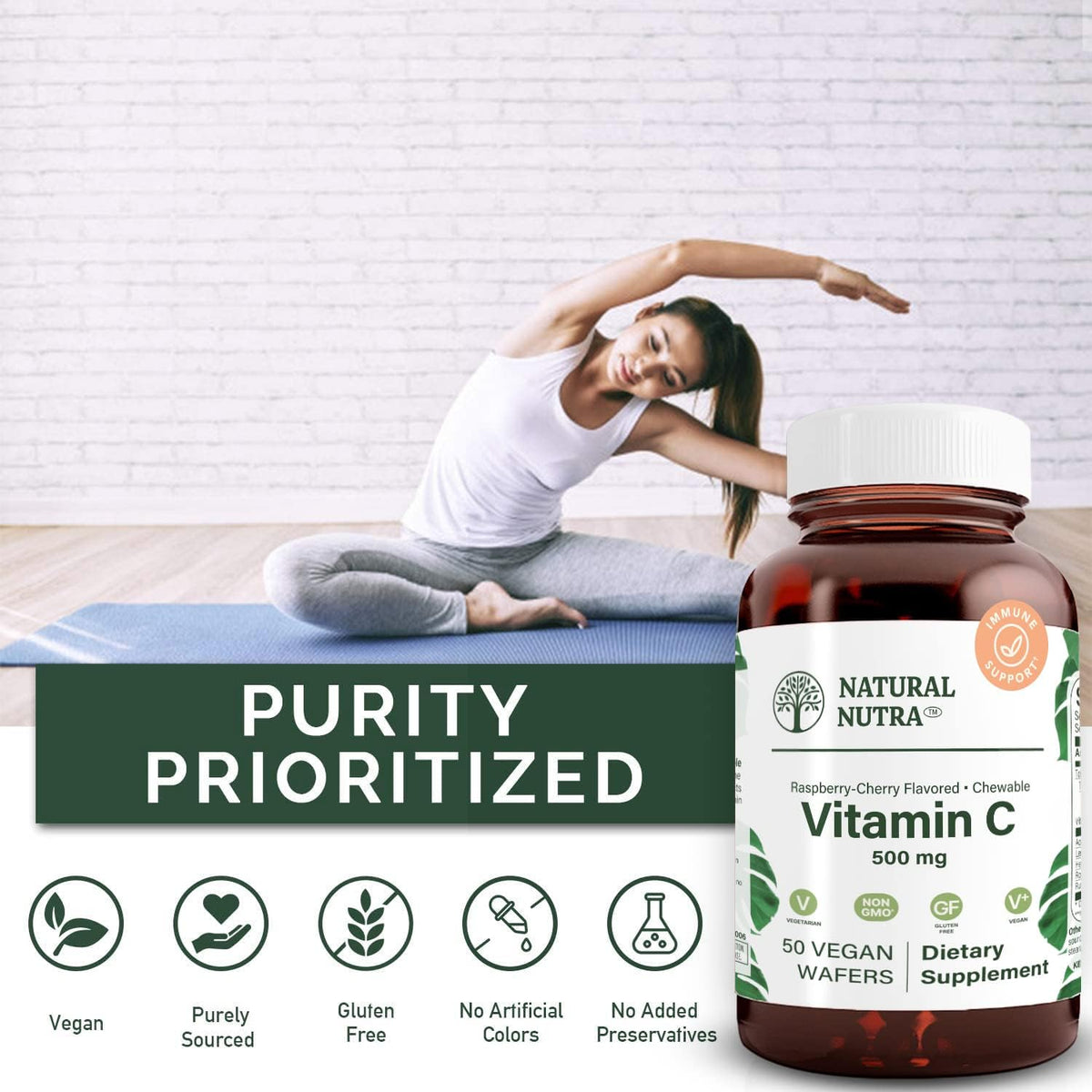 Natural Nutra Vitamin C Supplement for Kids and Adults – 500 mg, 50 Vegan Wafers - görsel 4