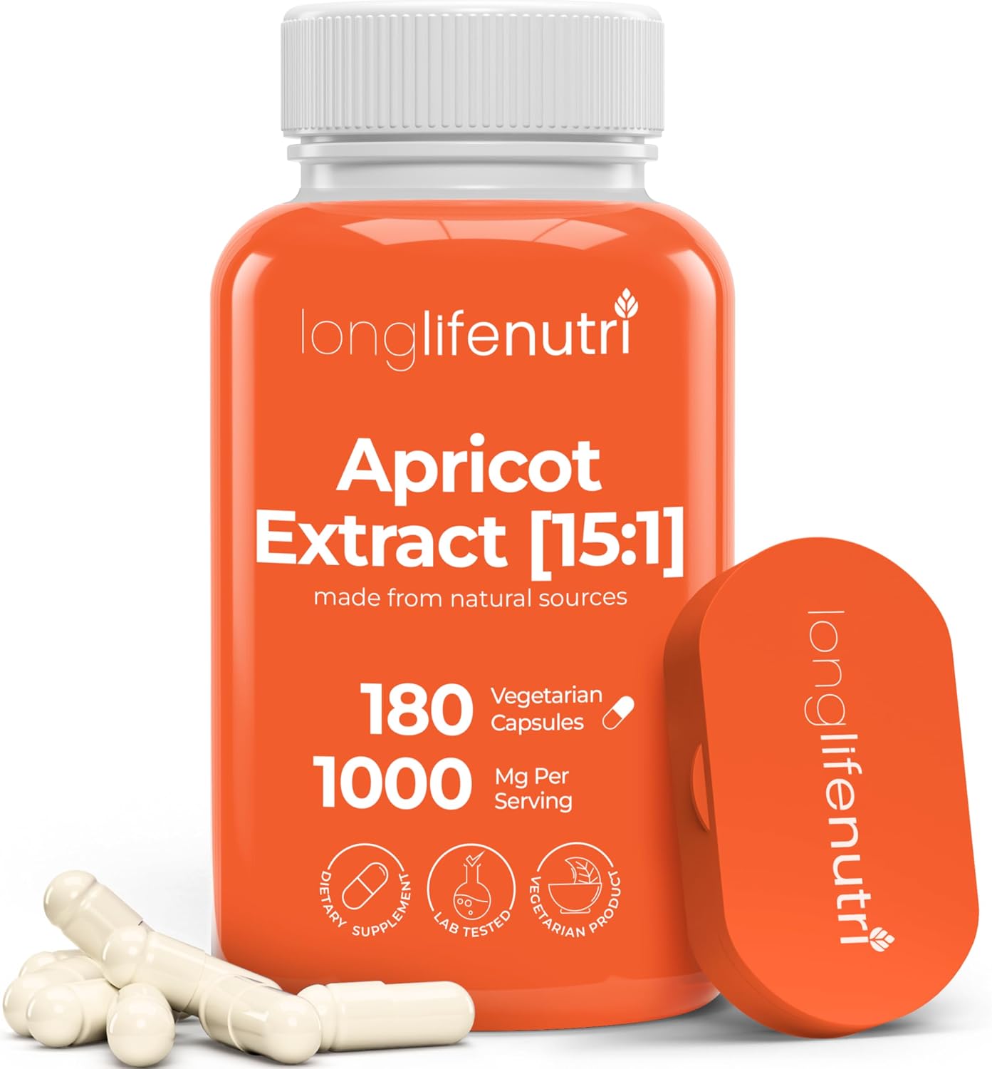 Apricot Extract - Advanced Formula, 1000mg per Serving, 180 Vegetarian Capsules - görsel 1