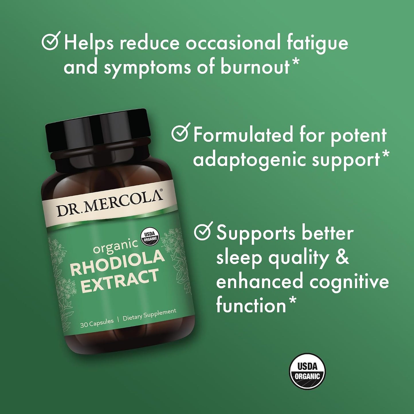 Dr. Mercola Organic Rhodiola Extract - Supports Normal Energy Metabolism & Cognitive Function - 30 Capsules - görsel 4