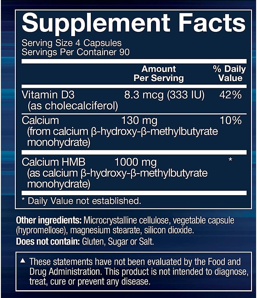 BodyTech HMB + Vitamin D3 - Supports Muscle Growth and Strength (360 Vegetable Capsules) - görsel 2