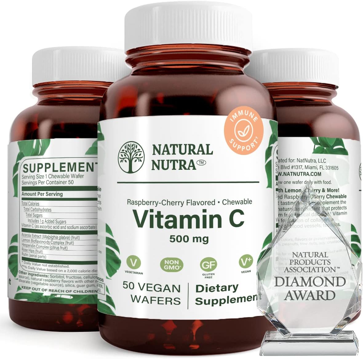 Natural Nutra Vitamin C Supplement for Kids and Adults – 500 mg, 50 Vegan Wafers - görsel 1