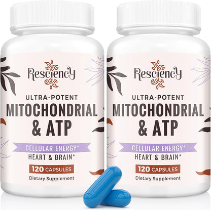 Resciency Mitochondrial Supplements with ATP, CoQ10 and PQQ, 240 Capsules