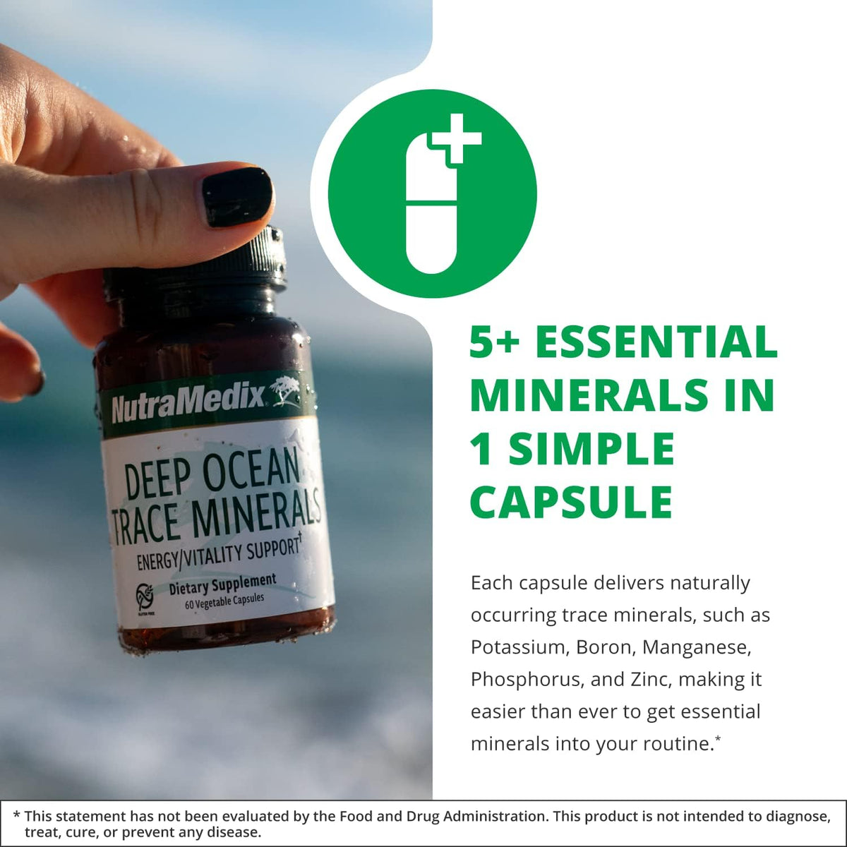 NutraMedix Deep Ocean Trace Minerals, 1000 mg (60 Capsules) - görsel 3