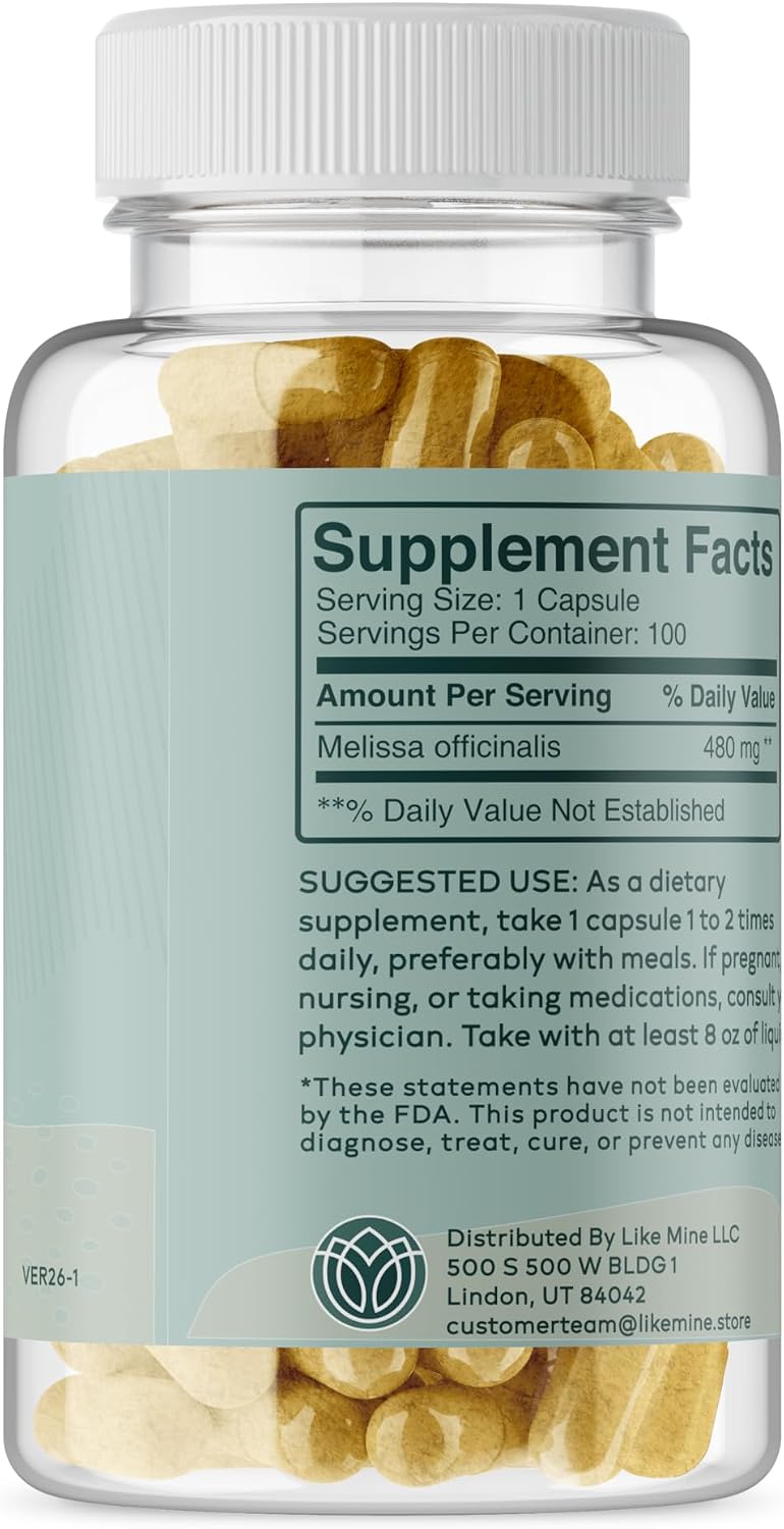 Like Mine Lemon Balm (100 Capsules) – Pure & Natural Herbal Supplement for Women - görsel 2
