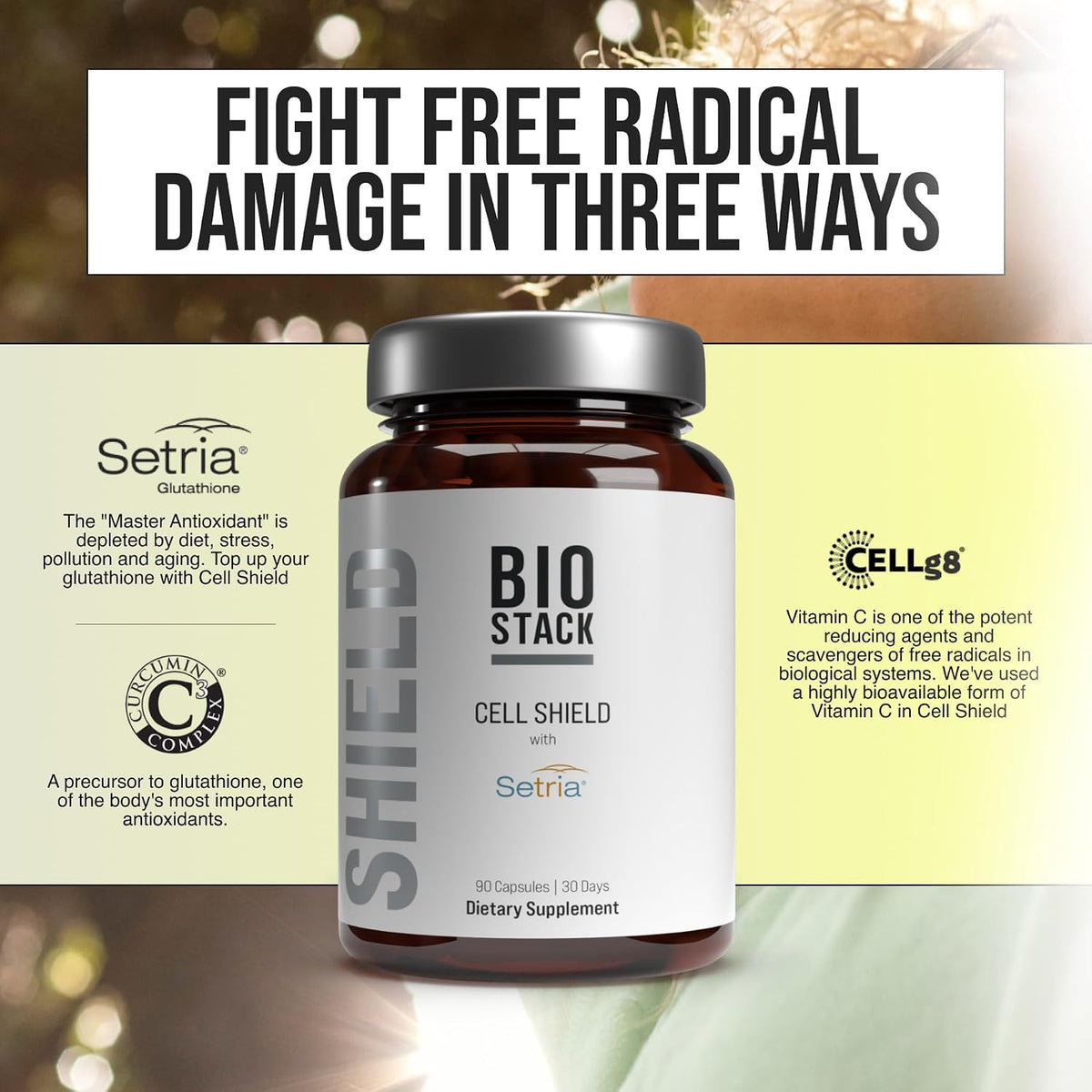 BIOSTACK Cell Shield with Setria Glutathione | Liposomal Supplement with Vitamin C, Turmeric, and C3 Curcumin Complex | Pure Reduced L-Glutathione 500mg - görsel 5