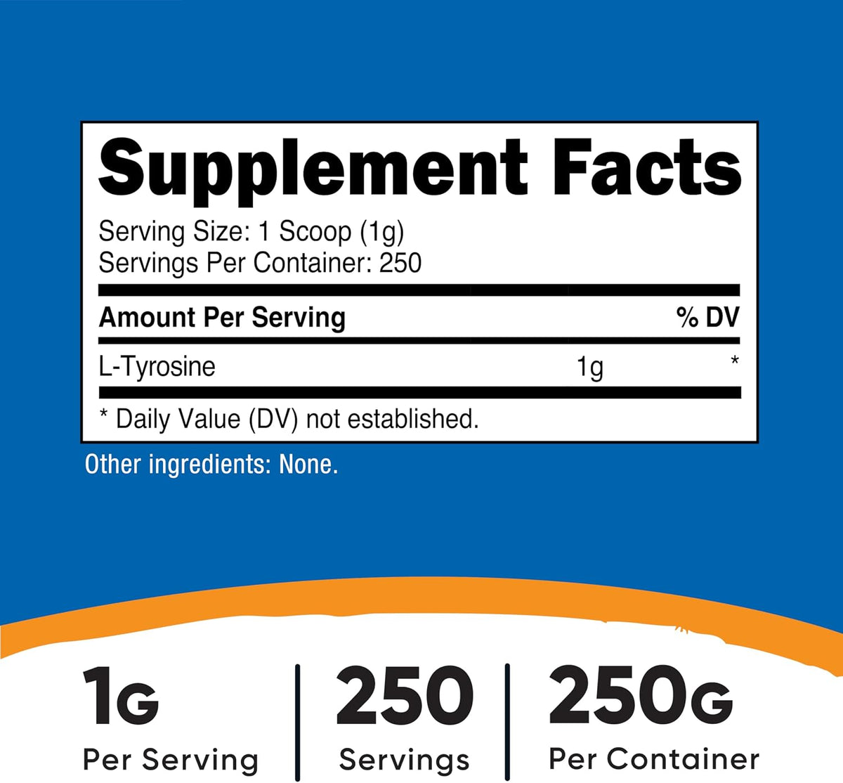Nutricost L-Tyrosine Powder – 250 Grammes (250 Servings, 1000 mg per Serving) - görsel 2