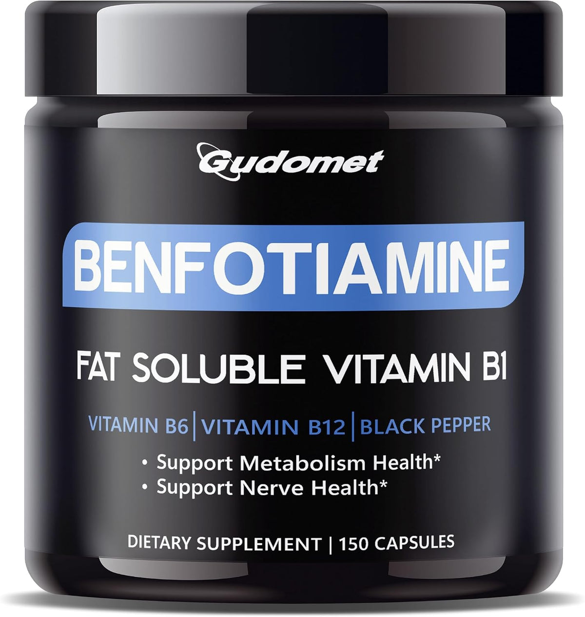 Benfotiamine with Vitamins B6, B12 & Black Pepper – 150 Capsules - görsel 1