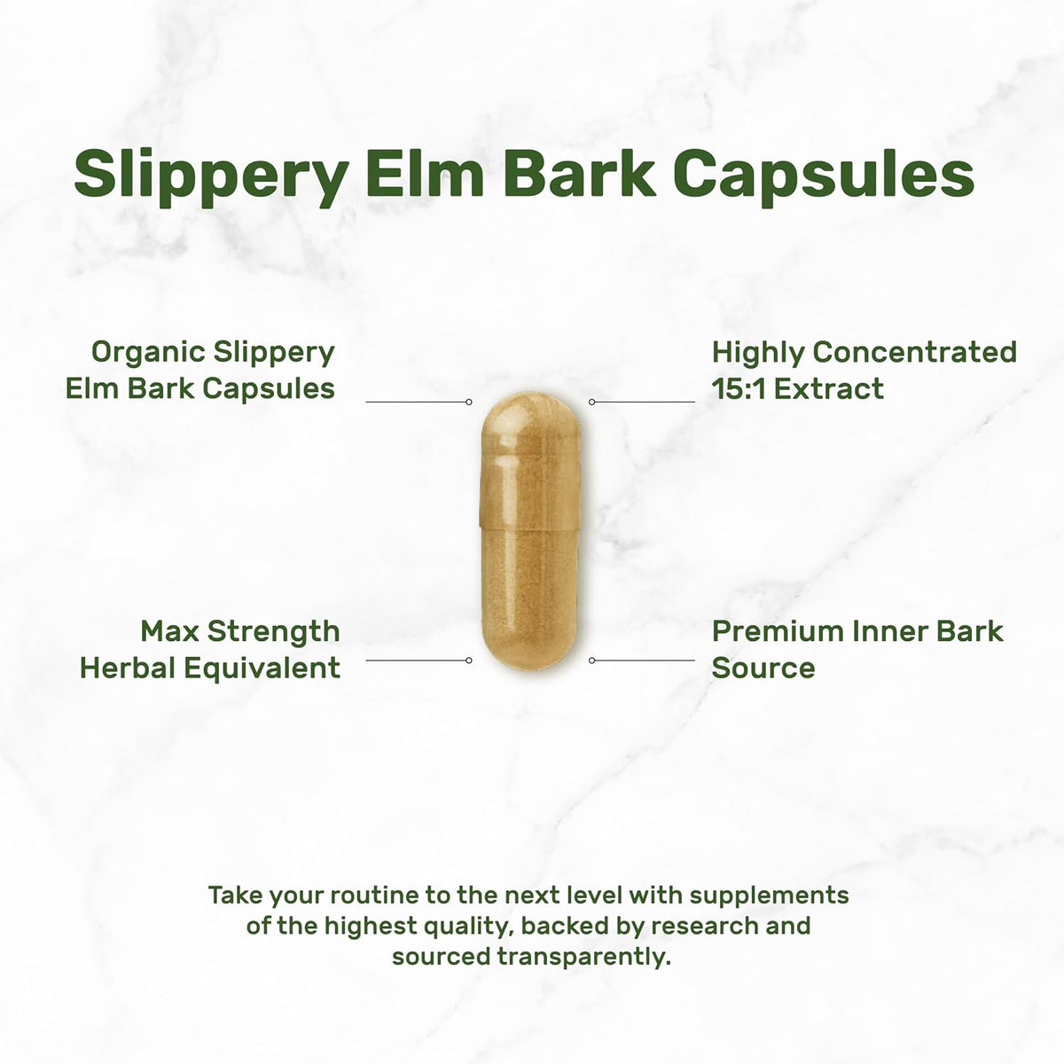 DEAL SUPPLEMENT Slippery Elm Capsules – 300 Capsules, Organic Inner Bark Powder Extract - görsel 3