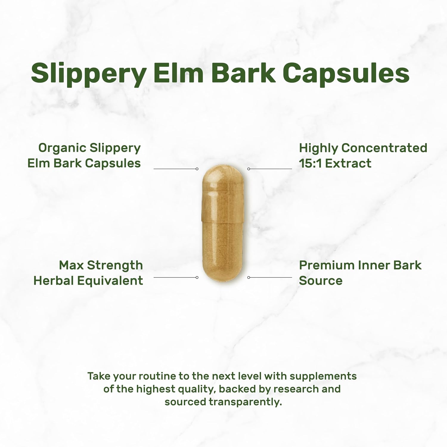 DEAL SUPPLEMENT Slippery Elm Capsules – 300 Capsules, Organic Inner Bark Powder Extract - görsel 3