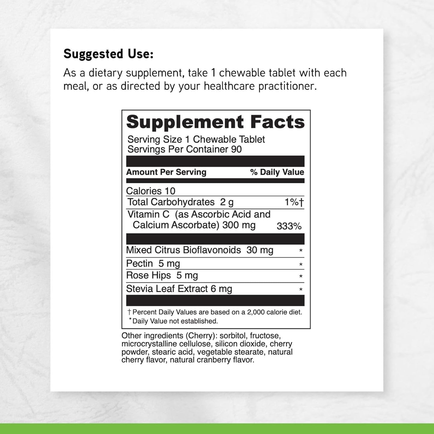 DaVinci Labs Chewable C-300 – Vitamin C Supplement with Bioflavonoids & Pectin, Cherry Flavour, 90 Vegetarian Tablets - görsel 6
