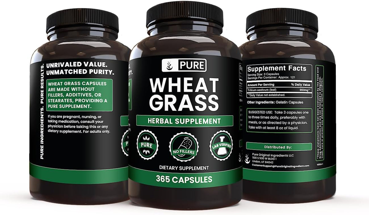 Pure Original Ingredients Wheat Grass (365 Capsules) - No Fillers, Lab Verified - görsel 4