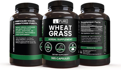 Pure Original Ingredients Wheat Grass (365 Capsules) - No Fillers, Lab Verified