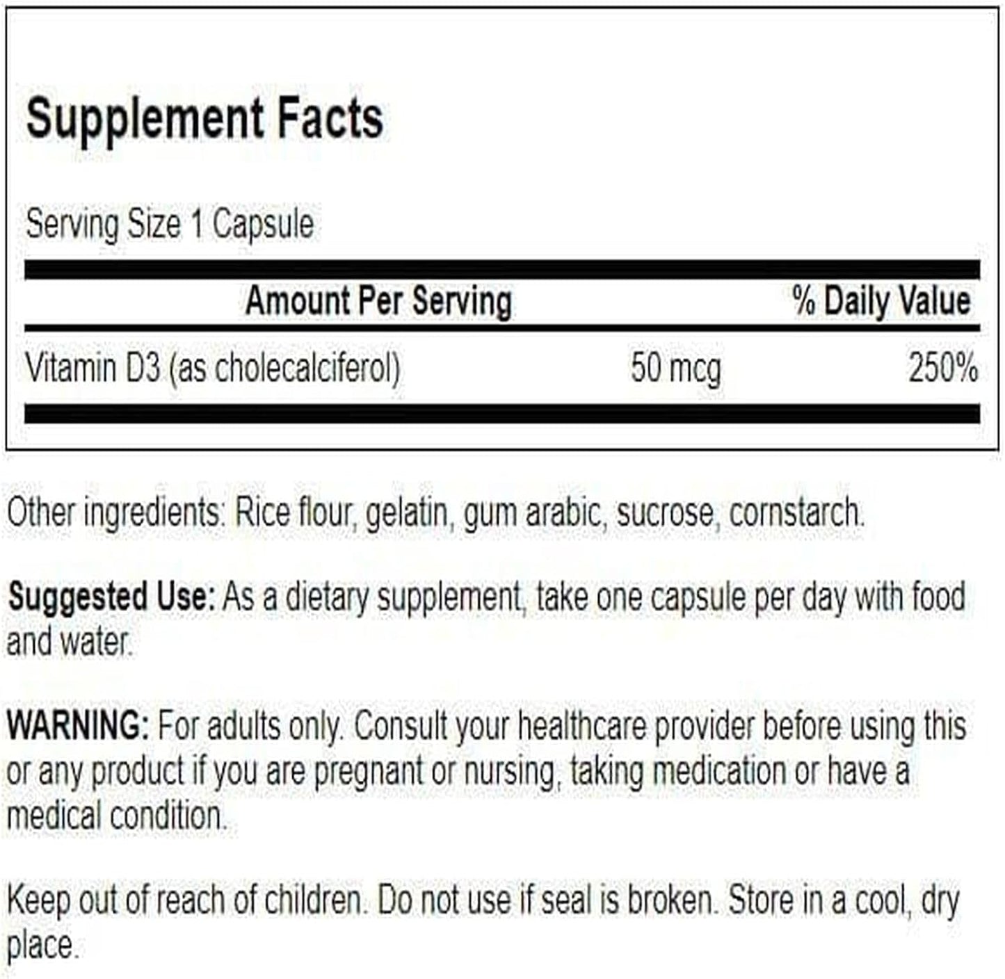 Swanson Higher Potency Vitamin D-3 2000 IU (50 mcg) - 250 Capsules - görsel 2