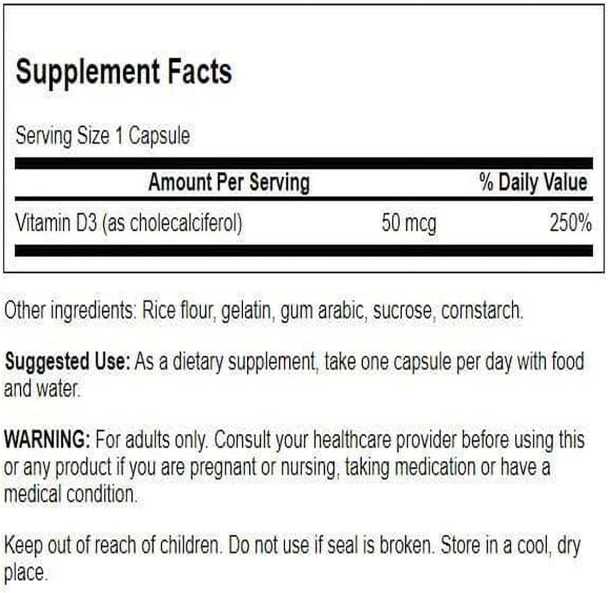 Swanson Higher Potency Vitamin D-3 2000 IU (50 mcg) - 250 Capsules - görsel 2