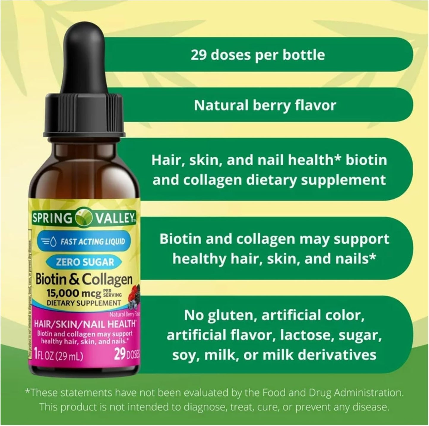 Liquid Biotin and Collagen 15000 mcg, Natural Berry Flavour, Drops for Hair, Skin, Nails (Pack of 2) - görsel 9