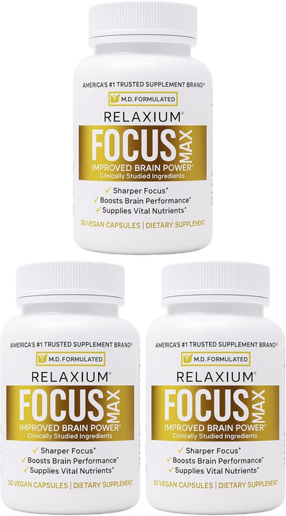 Relaxium FocusMax - Brain and Focus Supplement for Mental Clarity, Memory, and Concentration, 30 Vegan Capsules