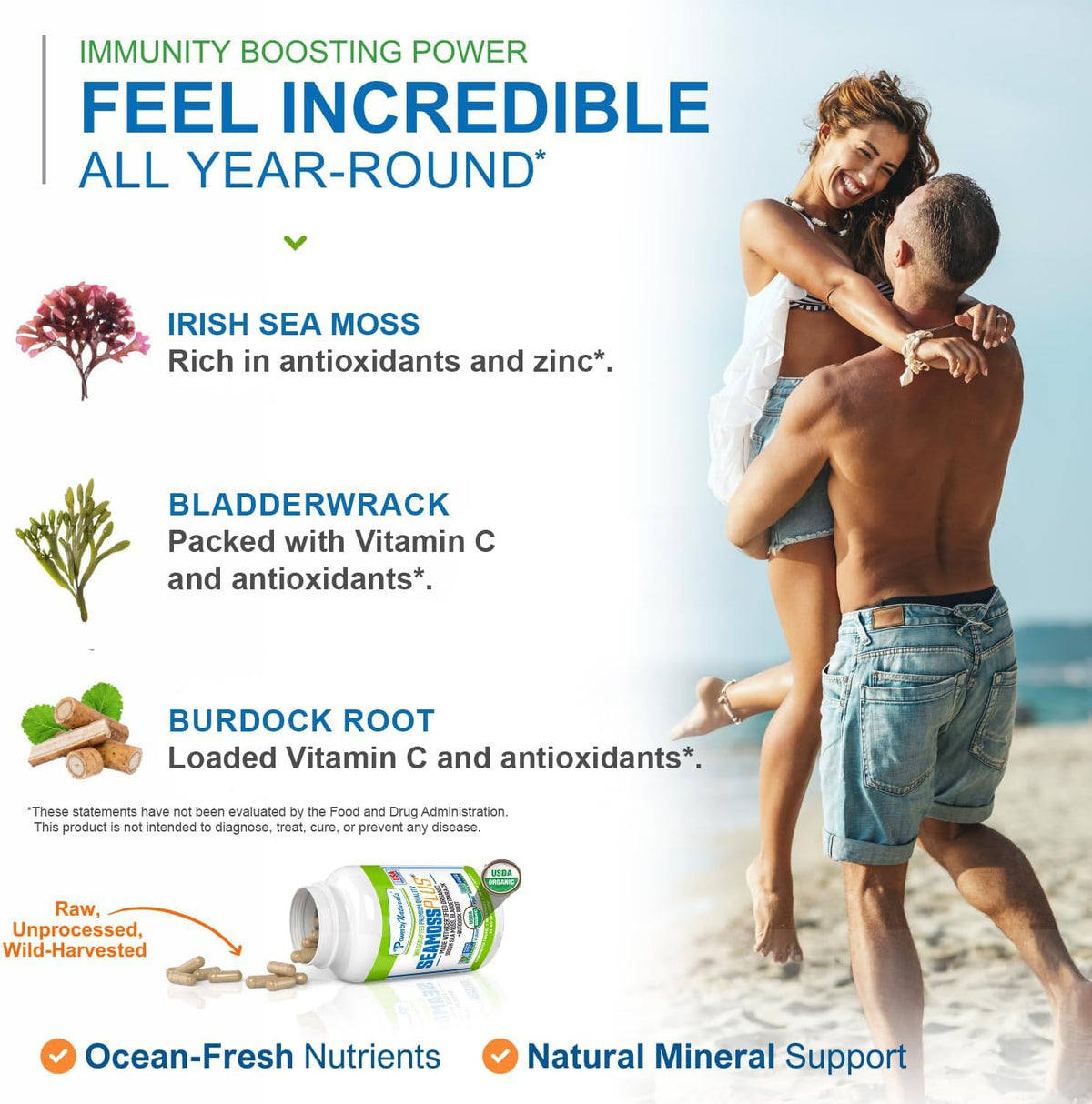 Power By Naturals Sea Moss Plus – Organic Irish Sea Moss, Bladderwrack & Burdock Root – 120 Capsules (2-Pack) - görsel 4