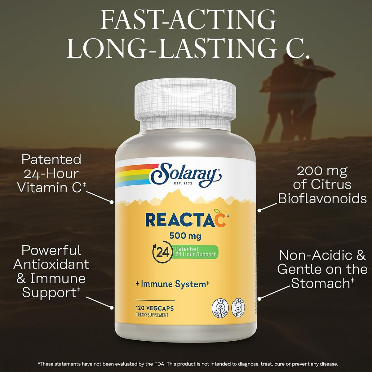 SOLARAY Reacta-C with 500mg Vitamin C and Bioflavonoids - 120 Capsules - görsel 3