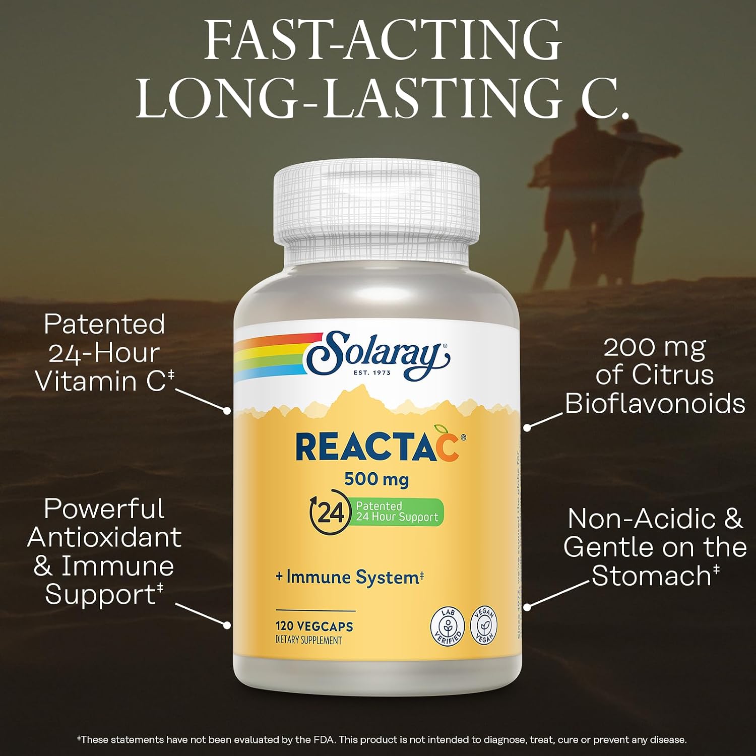 SOLARAY Reacta-C with 500mg Vitamin C and Bioflavonoids - 120 Capsules - görsel 3