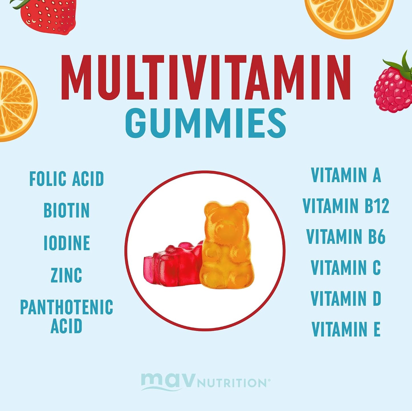 Kids Multivitamin Gummies - Vitamins A, B, C, D, E, Zinc - Non-GMO - 60 Gummies - görsel 5