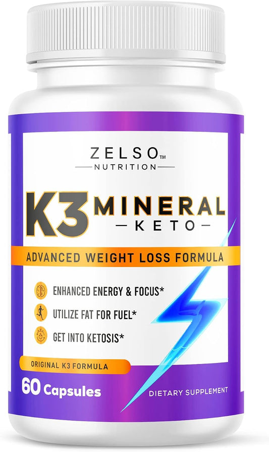 ZELSO K3 Mineral Weight Loss Pills for Women and Men, K3 Salt Mineral, Vitamin + K3 Capsules Supplement for Keto Weight Loss - 1 Month Supply