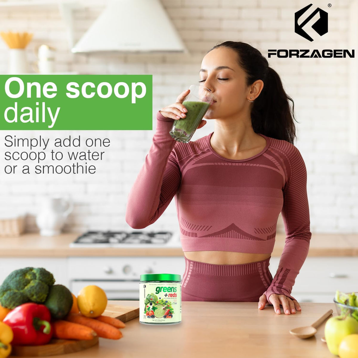 Forzagen Vegan Greens & Reds Superfood Powder - Organic Super Greens Powder, Premium Vegetable Powder Supplement, 35 Servings – Image 7