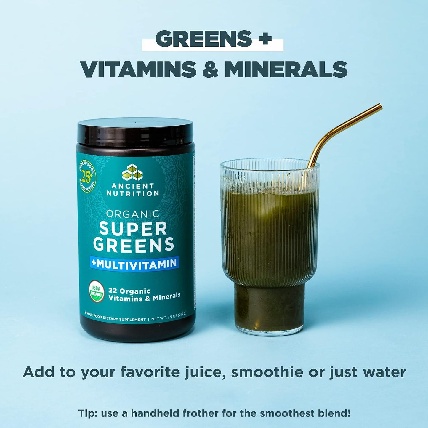Ancient Nutrition Organic SuperGreens + Multivitamin Powder, 25 Servings - görsel 6