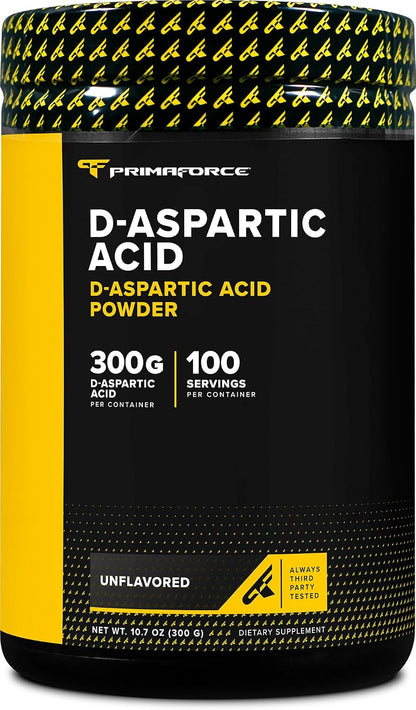 Primaforce D-Aspartic Acid - 300g (100 Servings), Unflavoured, Vegetarian, Non-GM